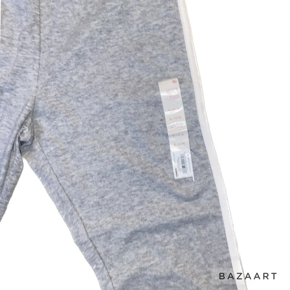 SO Girl’s XL Gray Varsity Style “Favorite Leggings” 3 White Side Stripes - Picture 4 of 7